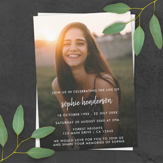 Modern Funeral | Celebration of Life Photo Invitation (Creator Uploaded)