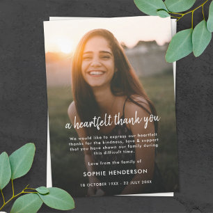 Modern Funeral Celebration of Life Photo Thank You Card