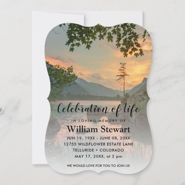 Modern Funeral | Celebration of Life Sunset Invitation (Front)