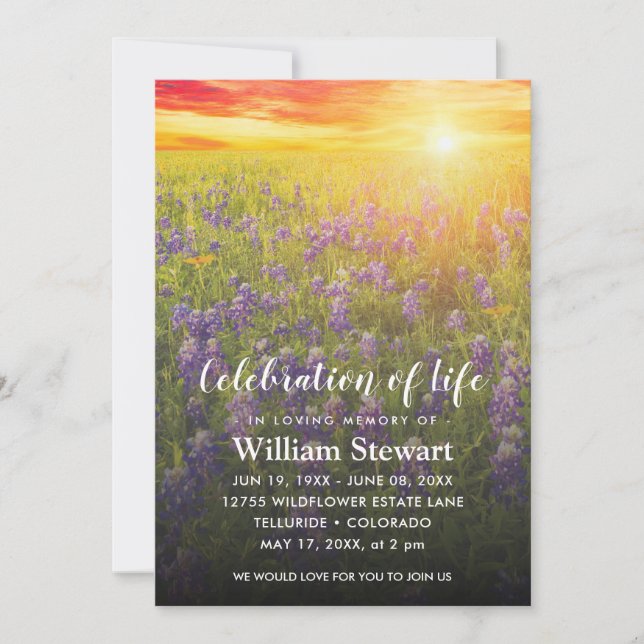 Modern Funeral | Celebration of Life Wildflower Invitation (Front)