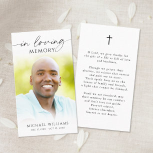 Modern Funeral Cross Photo Memorial Prayer Card