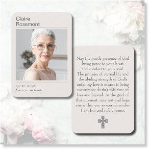 Modern Funeral Cross Photo Prayer Card 