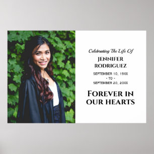 Modern Funeral Custom Photo Forever In Our Hearts Poster