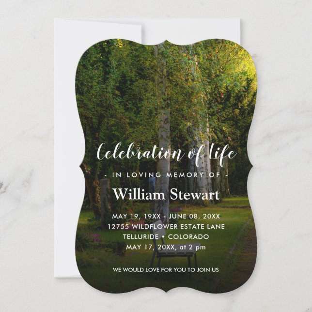Modern Funeral | Forest Celebration of Life Invitation (Front)