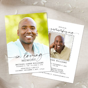 Modern Funeral Memorial Celebration of Life Photo Invitation