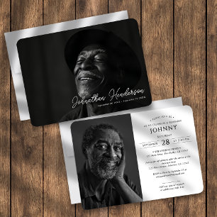 Modern Funeral Memorial Celebration of Life Photo Invitation