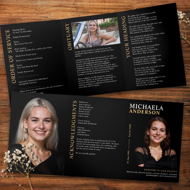 Modern Funeral / Memorial / Celebration of Life Tri-Fold Programme (Creator Uploaded)