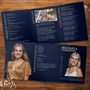 Modern Funeral / Memorial / Celebration of Life Tri-Fold Programme