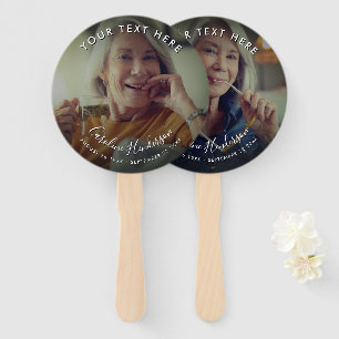 Modern Funeral/Memorial Photo & Handwritten Script Hand Fan