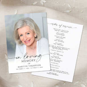 Modern Funeral Memorial Photo In Loving Memory Programme