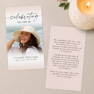 Modern Funeral Memorial Photo Prayer Card
