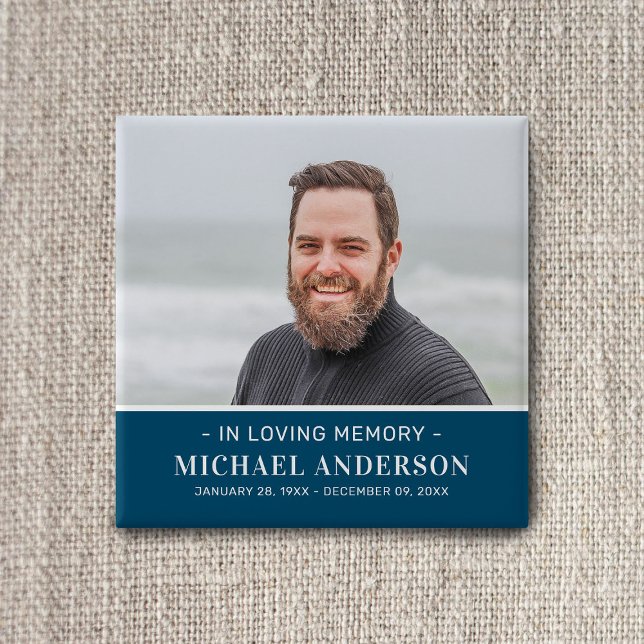 Modern Funeral Memorial Photo Remembrance  Button (Creator Uploaded)