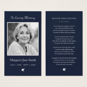 Modern Funeral Memorial Photo Sympathy Prayer Card