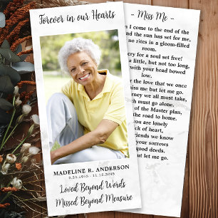 Modern Funeral Memorial Prayer Photo Bookmark Card