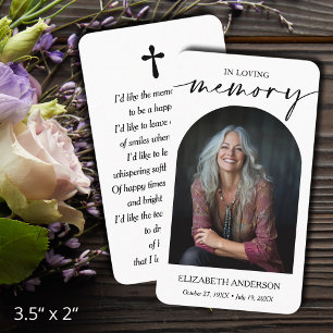 Modern Funeral Memorial Prayer Photo Card