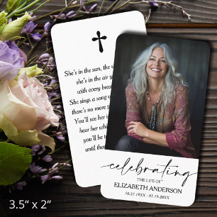 Modern Funeral Memorial Prayer Photo Card