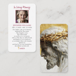 Modern Funeral Memorial Sympathy Loss Prayer Card