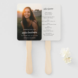 Modern Funeral   Order of Service Life Celebration Hand Fan