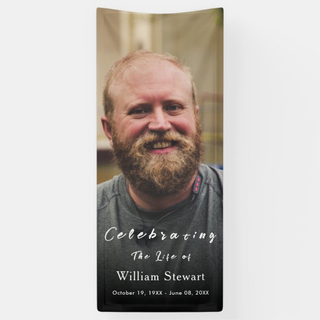 Modern Funeral photo | Celebration of Life Banner (Vertical)