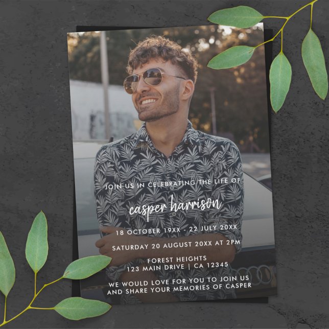 Modern Funeral | Photo Celebration of Life Invitation (Creator Uploaded)