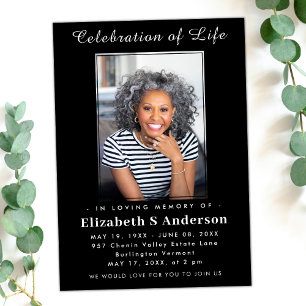 Modern Funeral photo   Celebration of Life Minimal Invitation