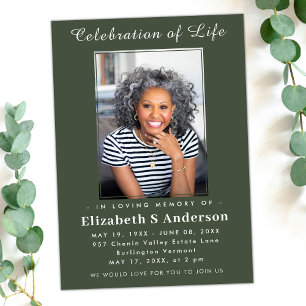 Modern Funeral photo Celebration of Life Minimal Invitation