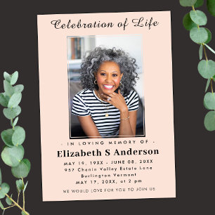 Modern Funeral photo Celebration of Life Minimal Invitation