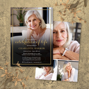 Modern Funeral Photo Collage Celebration of Life Invitation