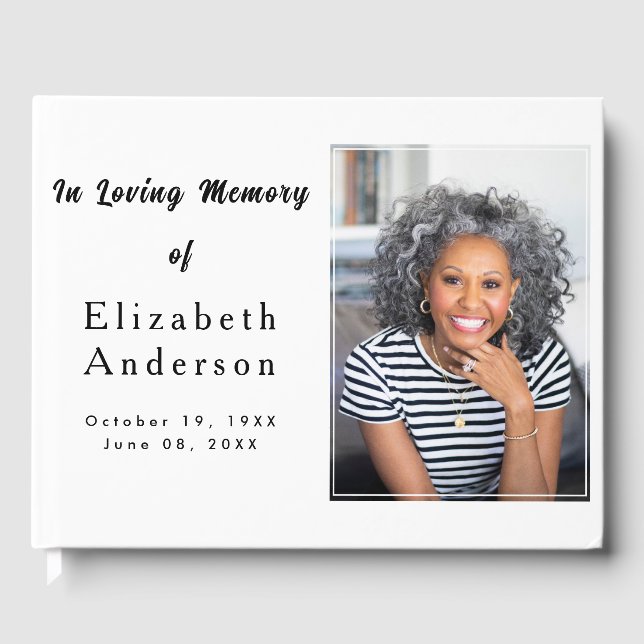 Modern Funeral photo | In Loving Memory Minimalist Guest Book (Front)