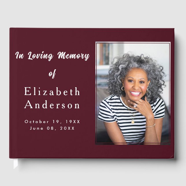 Modern Funeral photo | In Loving Memory Minimalist Guest Book (Front)