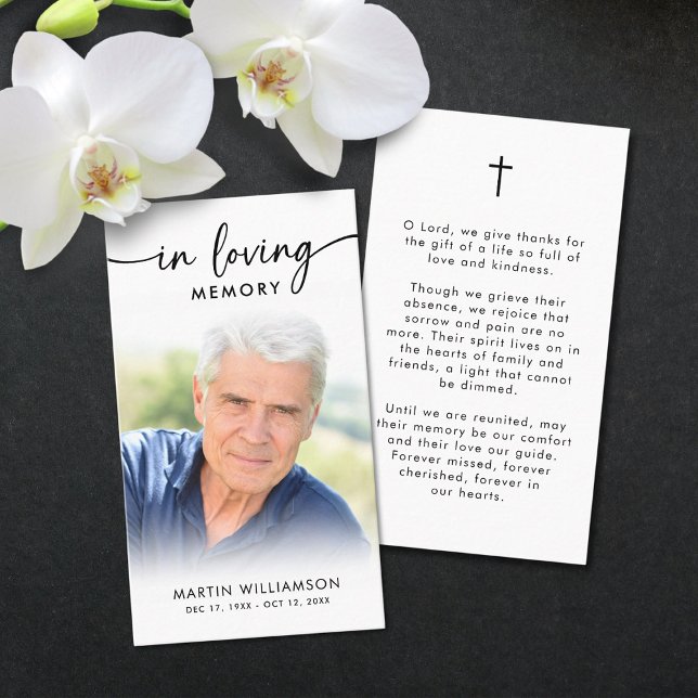 Modern Funeral Photo Loving Memory Prayer Card (Creator Uploaded)