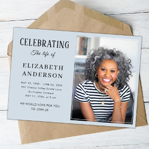 Modern Funeral photo Minimalist Simple Script Invitation