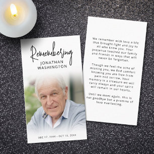 Modern Funeral Photo Remembering Name Prayer Card