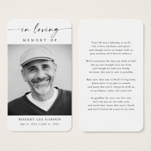 Modern Funeral Photo Sympathy Memorial Prayer Card