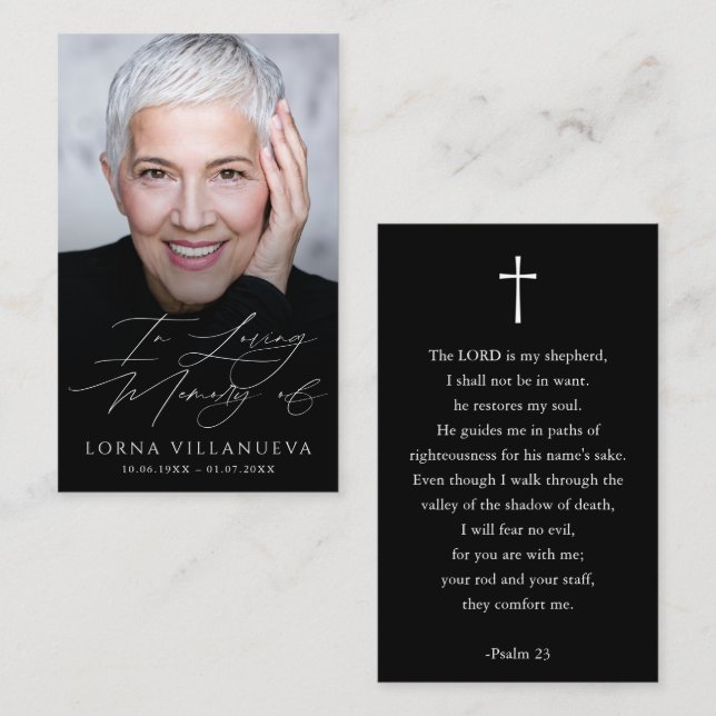 Modern Funeral Photo Sympathy Memorial Prayer Card (Front/Back)