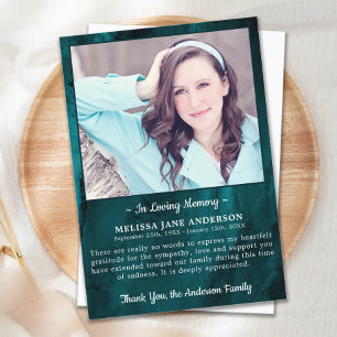 Modern Funeral Photo Sympathy Memorial Thank You Card