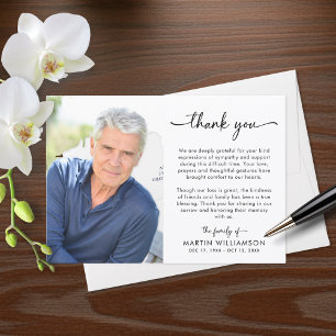 Modern Funeral Photo Thank You Sympathy