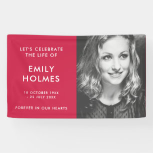 Modern Funeral Pink Celebration of Life Memorial Banner