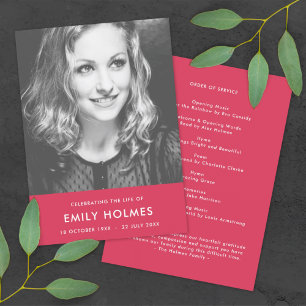 Modern Funeral   Pink Celebration of Life Program Programme