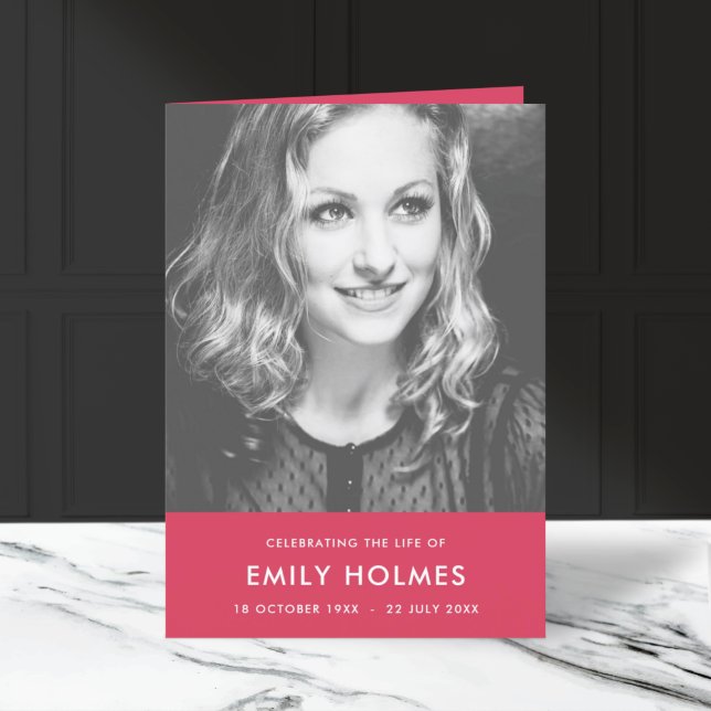 Modern Funeral | Pink Order of Service Folded Programme (Creator Uploaded)