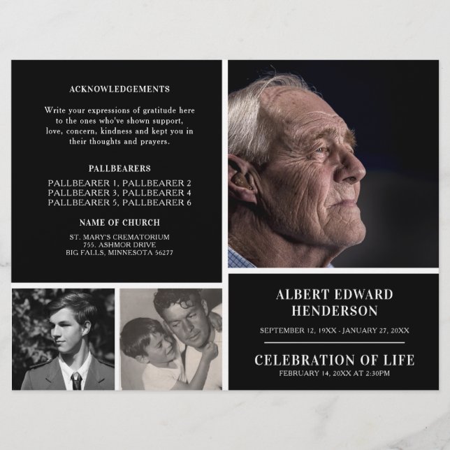 Modern Funeral Service Program Celebration of Life Flyer (Front)