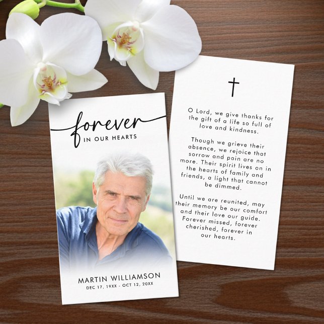 Modern Funeral Sympathy Photo Cross Prayer Card (Creator Uploaded)