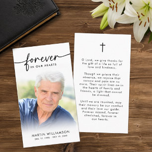Modern Funeral Sympathy Photo Forever Prayer Card