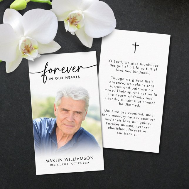 Modern Funeral Sympathy Photo Forever Prayer Card (Creator Uploaded)