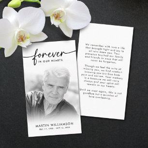 Modern Funeral Sympathy Photo Forever Prayer Card