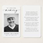 Modern Funeral Sympathy Photo Memorial Prayer Card