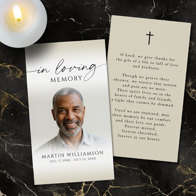 Modern Funeral Sympathy Photo Memorial Prayer Card (Creator Uploaded)