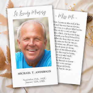 Modern Funeral Sympathy Photo Memorial Prayer Card