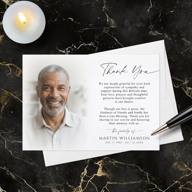 Modern Funeral Thank You 2 Photos Script Card (Creator Uploaded)