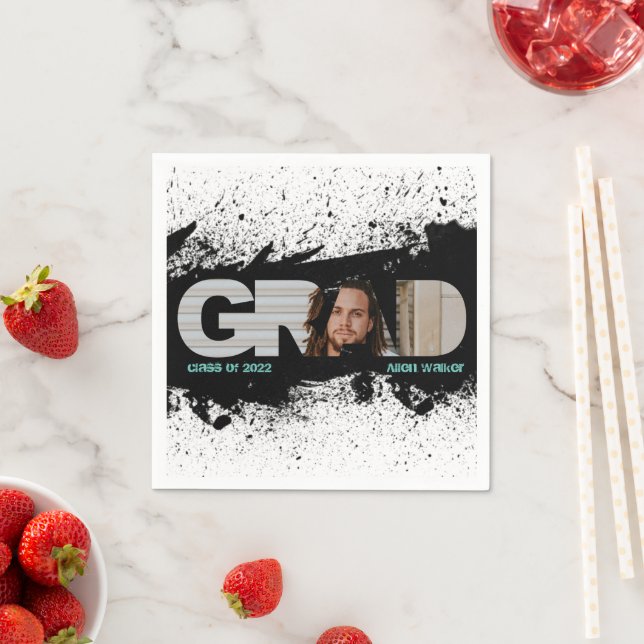 Modern Funky Black Splat GRAD Photo Napkins (Insitu)